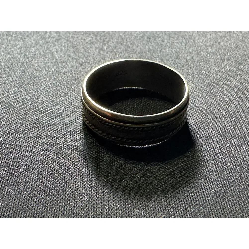 Vintage 925 Silver Dual Twisted Rope Mens Band Ring Size 11